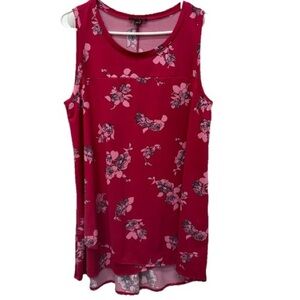 Lane Bryant womens 14/16 floral sleeveless blouse top modest plus size pink